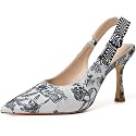 RIBONGZ Sexy Slingback Pumps Elegant Dressy Heels for Women Closed Toe Pointy High Heels Wedding Bride Prom Party Evening Shoes