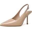 RIBONGZ Sexy Slingback Pumps Elegant Dressy Heels for Women Closed Toe Pointy High Heels Wedding Bride Prom Party Evening Shoes