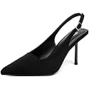 RIBONGZ Sexy Slingback Pumps Elegant Dressy Heels for Women Closed Toe Pointy High Heels Wedding Bride Prom Party Evening Shoes
