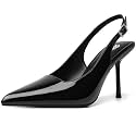 RIBONGZ Sexy Slingback Pumps Elegant Dressy Heels for Women Closed Toe Pointy High Heels Wedding Bride Prom Party Evening Shoes