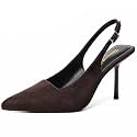 RIBONGZ Sexy Slingback Pumps Elegant Dressy Heels for Women Closed Toe Pointy High Heels Wedding Bride Prom Party Evening Shoes