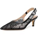 RIBONGZ Sexy Slingback Pumps Elegant Dressy Heels for Women Closed Toe Pointy High Heels Wedding Bride Prom Party Evening Shoes