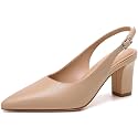 RIBONGZ Sexy Slingback Pumps Elegant Dressy Heels for Women Closed Toe Pointy High Heels Wedding Bride Prom Party Evening Shoes