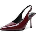RIBONGZ Sexy Slingback Pumps Elegant Dressy Heels for Women Closed Toe Pointy High Heels Wedding Bride Prom Party Evening Shoes