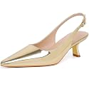 RIBONGZ Sexy Slingback Pumps Elegant Dressy Heels for Women Closed Toe Pointy High Heels Wedding Bride Prom Party Evening Shoes