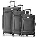 Ricardo Beverly Hills Avalon Softside 3-Piece Luggage Set Made with Sustainable 100% Recycled PET (rPET), Lightweight, Eco-Friendly Travel, Expandable, Dual Spinner Wheels, Black