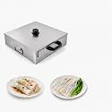 Rice Noodle Roll Steamer Machine, 12.6*12.2*6.3 In Lid Open Stainless Steel Steam Rice Noodle Machine Cantonese Rices Noodles Rolls Machine with Scraper for Breakfast Shops Snack Bar Market Stalls (1 Layer,12.6*12.2*3.74 inch