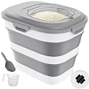 Rice Storage Container, 20 to 50Lbs Collapsible Airtight Rice Container, 30 Lbs Dog Food Storage Container with Wheels, Cup and Scoop, Food Dispenser Bin for Flour, Cereal, Flour, Cat, Bird, Pet