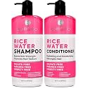 Rice Water Shampoo and Conditioner Set - Sulfate Free for Thin and Fine Hair - Fuller, Thickening Formula for Women and Men - With Strengthening Saw Palmetto - Anti Thinning, Volumizing for Thick Hair