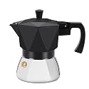 Rich Crema Moka Pot，Double Valve Induction Coffee Maker，Italian Stovetop Espresso Maker，2 Espresso Shots 100 ml，Black
