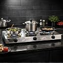 RICH FLAME Gas Stove 3 Burners | ISI Certified | Gas Chulha, Brass Burner, Fuel Efficient Burner, LPG & PNG Compatible