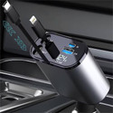 rich mart 4 in 1 Super Fast Retractable Car Charger With Type C & USB Charging Ports Combo