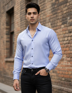 RICH STAG Men Solid Casual Purple Shirt
