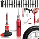 Richcat Tubeless Tire Puncture Repair Kit with Mushroom Plug, Repairs punctures and Flat Tires for Motorcycles, Cars, Trucks, ATVs and Tractors