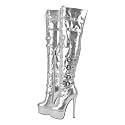 richealnini Women's Platform Thigh High Boots with Zippers and Rivets Lace Up Buckle Heels Over Knee High Boots