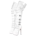 richealnini Women's Platform Thigh High Boots with Zippers and Rivets Lace Up Buckle Heels Over Knee High Boots
