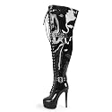 richealnini Women's Platform Thigh High Boots with Zippers and Rivets Lace Up Buckle Heels Over Knee High Boots