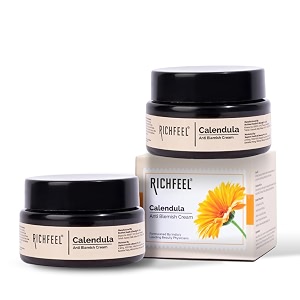 richfeel calendula anti blemish overnight cream  power of soothing calendula amp clinically potent echinacea  for skin prone to acne blemishes amp scars  physician formulated 50g  pack of 2