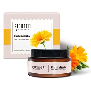 richfeel calendula anti blemish overnight cream  power of soothing calendula amp clinically potent echinacea  for skin prone to acne blackheads amp pores  physician formulated  50 g