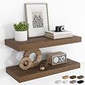 RICHFOCUS 24Inch Floating Shelves for Wall 2Pack, Walnut, 8" Deep