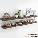 RICHFOCUS 72Inch Floating Shelves for Wall 2Pack, Walnut, 8" Deep