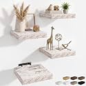 RICHFOCUS 8Inch Square Floating Shelves for Wall 4Pack|Rustic White