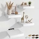 RICHFOCUS 8Inch Square Floating Shelves for Wall 4Pack|White