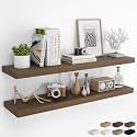 RICHFOCUS Long Floating Shelves for Wall 2Pack, Walnut, 48" Lx8 D