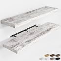 RICHFOCUS Long Floating Shelves for Wall 2Pack|Rustic White|48" Lx8 D