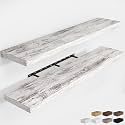 RICHFOCUS Long Floating Shelves for Wall 2Pack|Rustic White|55" Lx8 D