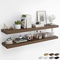 RICHFOCUS Long Floating Shelves for Wall 2Pack, Walnut, 55" Lx8 D
