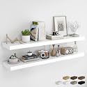 RICHFOCUS Long Floating Shelves for Wall 2Pack, White, 55" Lx8 D