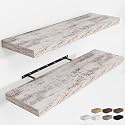 RICHFOCUS Long Floating Shelves for Wall 2Pack|Rustic White|40" Lx8 D