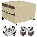 RICHIE Outdoor Patio Furniture Cover - Heavy Duty Waterproof 600D Tough Canvas Protector for Square Table Cover, All-Season Dining Table and Chair Cover (86L x 86W x 28H Inch)