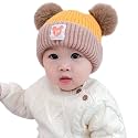 Richmen Baby Beanie Hat, Cute Cat Warm Toddlers Winter Hat, Double Pom Pom Beanies for Boys &amp; Girls Woolen Knitted Cap (3 Months - 4 Years)