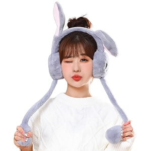 richmen kids winter earmuffs with moving rabbit ear cover for women girls woolen plush casual ear warmer fashion accessories windproof ear muff headphone  above 5 yrs