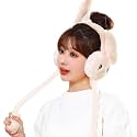 Richmen Kids Winter Earmuffs With Moving Rabbit Ear Cover for Women Girls Woolen Plush Casual Ear Warmer Fashion Accessories Windproof Ear Muff Headphone | Above 5 Yrs