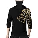 Mens Hooded Lion Printed Tshirt with Mask