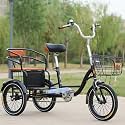Rickshaw Pedal Tricycle,Cargo Bike – High Carbon Steel Frame, Adjustable Seat &amp; Handlebars,150Kg Capacity W/Rear Seat &amp; Storage Basket for Seniors
