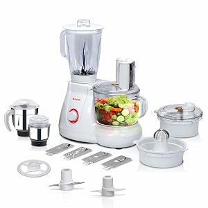 rico heavyduty 700w mixer grinder food processor for kitchen  coconut scraper citrus juicer blender jar grinding masala chutney jar etc  2 years warranty  rico fp1806 white