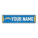 Rico Industries NFL Football Los Angeles Chargers Primary Personalized Metal Street Sign 4" x 15" Home Décor - Bedroom - Office - Man Cave