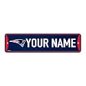 Rico Industries NFL Football New England Patriots Primary Personalized Metal Street Sign 4" x 15" Home Décor - Bedroom - Office - Man Cave