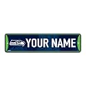 Rico Industries NFL Football Seattle Seahawks Primary Personalized Metal Street Sign 4" x 15" Home Décor - Bedroom - Office - Man Cave