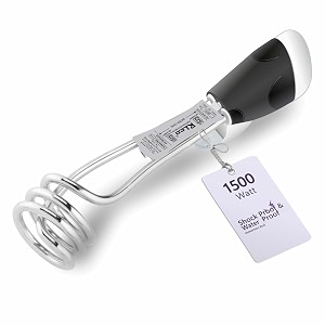 rico irpro 1500w shockproof japanese technology electric water heater immersion rod with waterproof amp protection  instant heating with bucket holder  isi certified 2 year replacement warranty
