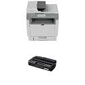 RICOH 132 MF Compact Black &amp; White Duplex Laser All-in-One Multi-Function Printer 34PPM Genuine Black Toner Cartridge Bundle