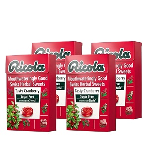 ricola tasty cranberry swiss herb lozenges sugar free candy - 4 pack 4 x 45 g