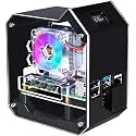 RIDEN Mini Tower NAS Kit for Raspberry Pi, Pi ICE Tower Cooler with PWM RGB Fan, M.2 SATA SSD Expansion Board, GPIO 1 to 2 Expansion Board for Raspberry Pi 4 Model B