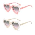 Ridering Toddle Girl Peal Heart Sunglasses,UV 400 Protection for Toddler Party Beach Shades Age 2-8