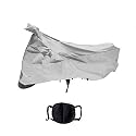 Riderscart 100% Waterproof, Dustproof & UV Protection Bike Cover Combo with Pollution Mask and Storage Bag Body Covers for Suzuki Burgman - Silver