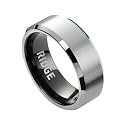 The Ridge Tungsten Rings For Men - Mens Wedding Band - Strong, Durable, and Scratch-Resistant Beveled Ring With Silicone Band